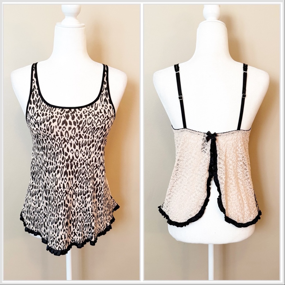 Victoria’s Secret ‘Sexy Little Thing’ Leopard Print Lace Back Lingerie Top Sz M